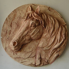 horse head wall relief sculpture